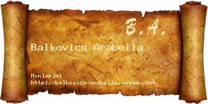 Balkovics Arabella névjegykártya